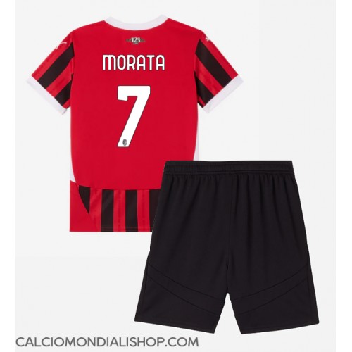 Maglie da calcio AC Milan Alvaro Morata #7 Prima Maglia Bambino 2024-25 Manica Corta (+ Pantaloni corti)